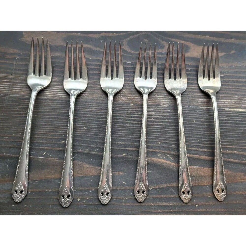 LOVELY LADY Pattern HOLMES & EDWARDS Silver-plate 6x Forks Flatware